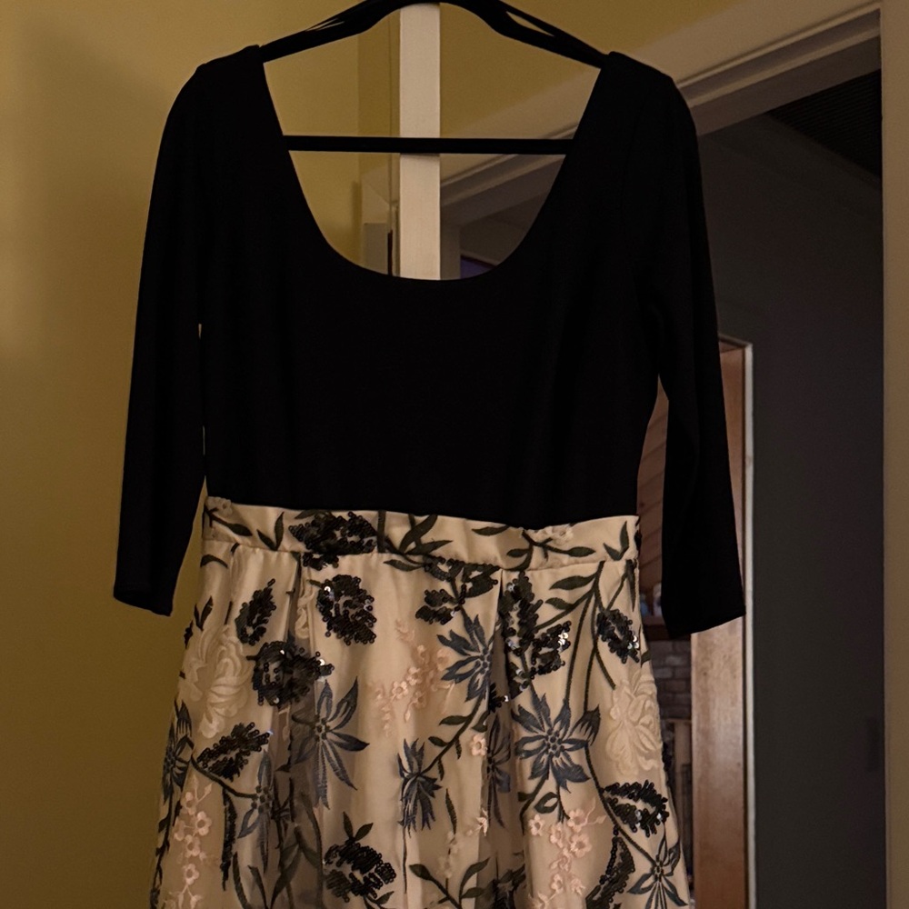 BHLDN Black and Cream Floral Maxi Dress